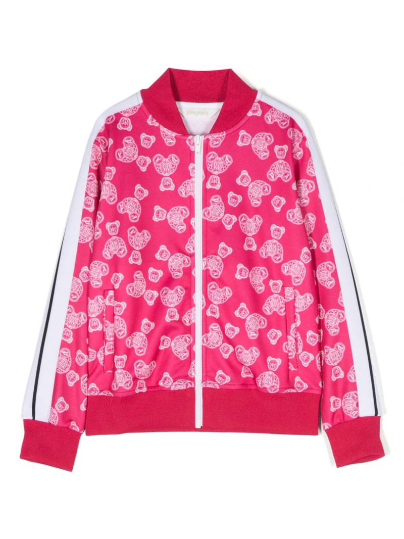 Palm Angels Kids teddy bear-print zip-up bomber jacket - Pink von Palm Angels Kids