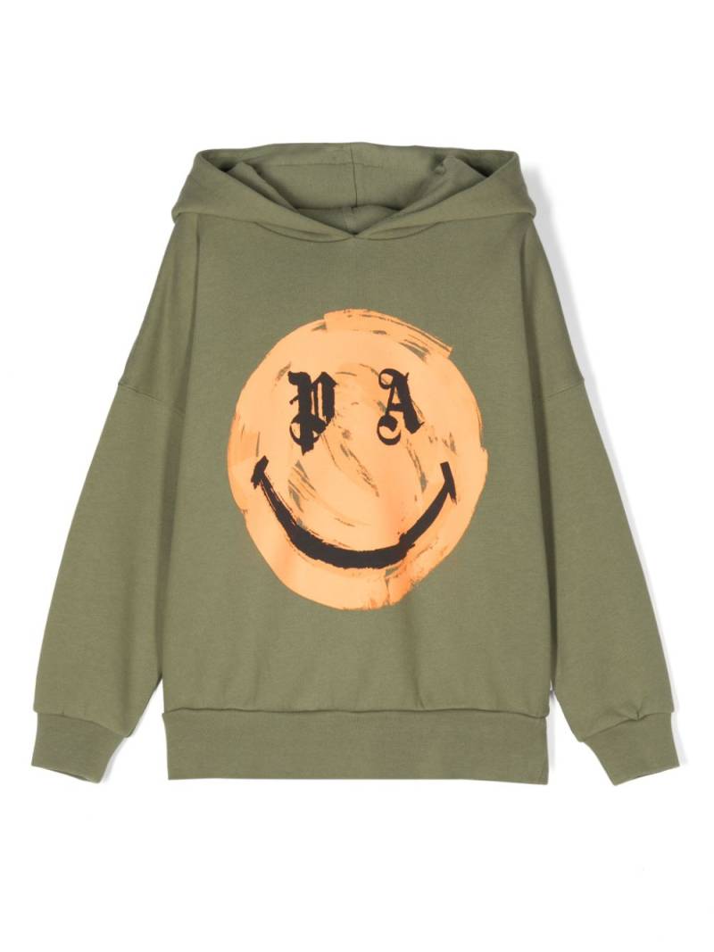 Palm Angels Kids x Smiley logo-print hoodie - Green von Palm Angels Kids