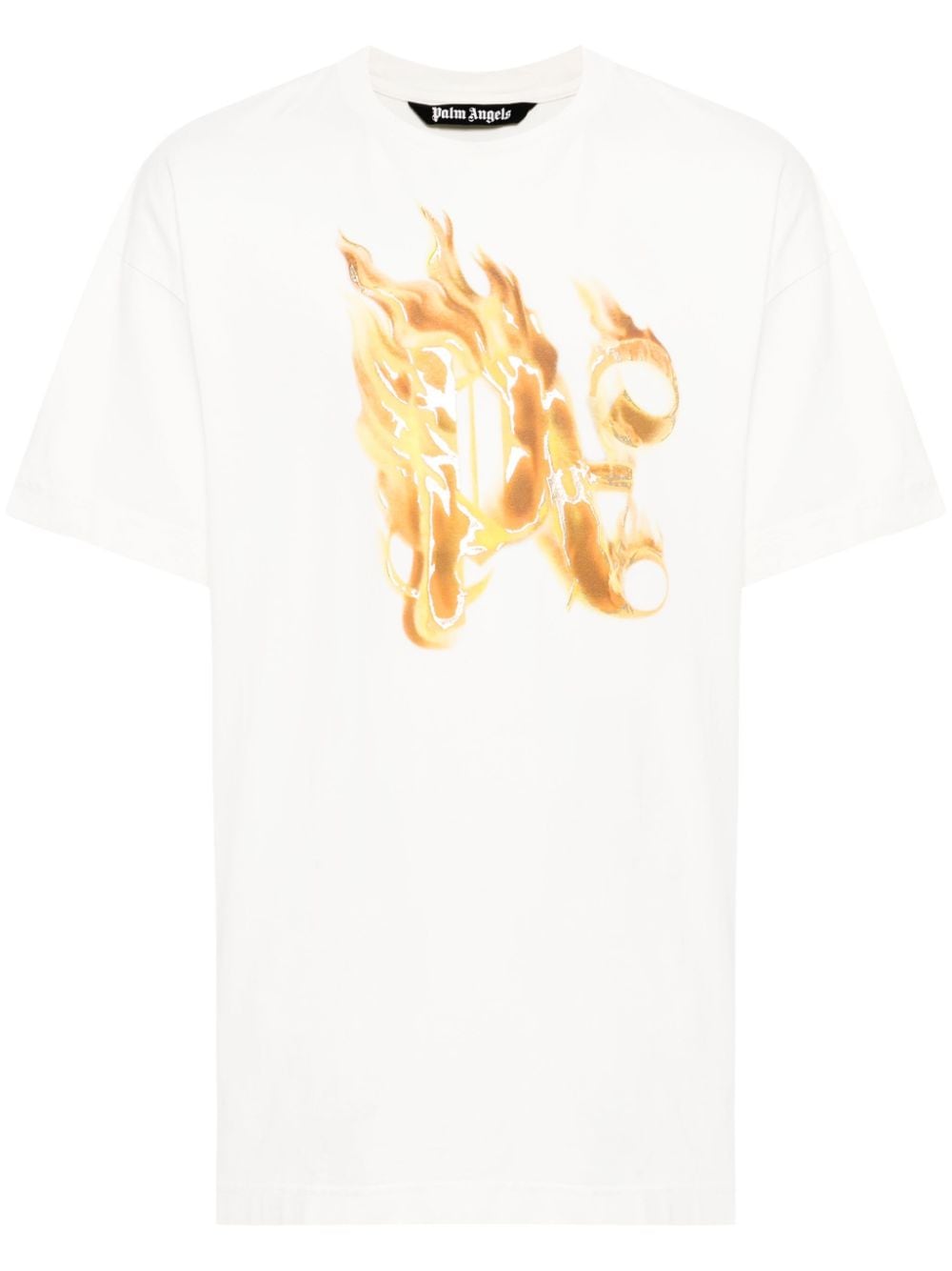 Palm Angels Burning Monogram T-shirt - White von Palm Angels