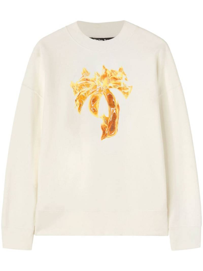 Palm Angels Burning Palm cotton sweatshirt - Neutrals von Palm Angels