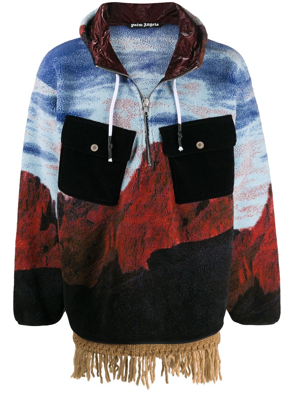 Palm Angels Canyon Pile hooded jacket - Blue von Palm Angels