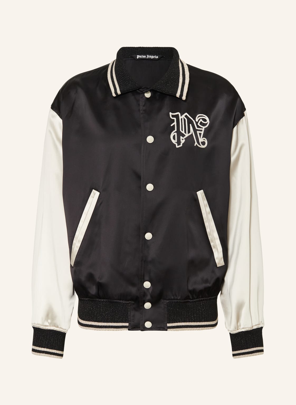 Palm Angels College-Jacke Aus Satin Mit Glitzergarn schwarz von Palm Angels