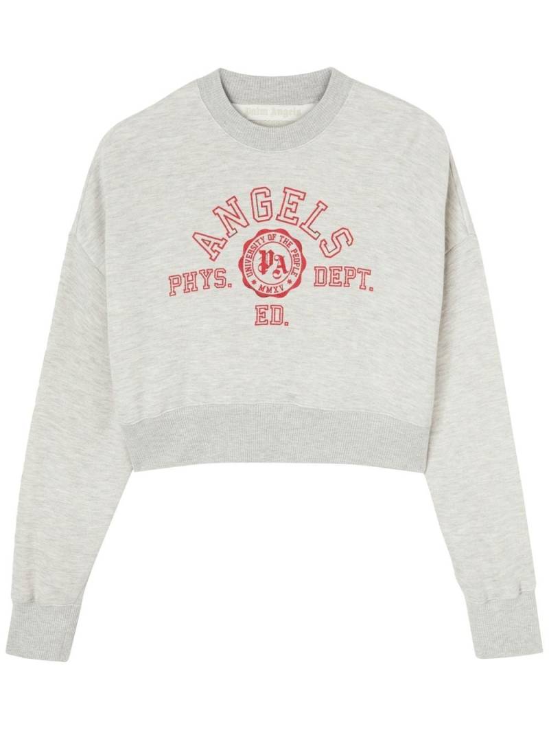 Palm Angels College cropped long-sleeve sweatshirt - Grey von Palm Angels