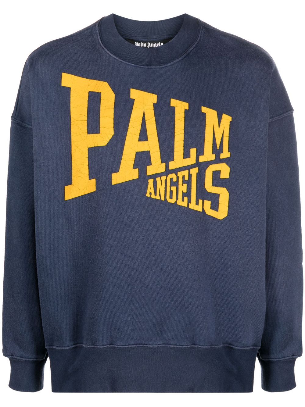 Palm Angels College logo-print cotton sweatshirt - Blue von Palm Angels