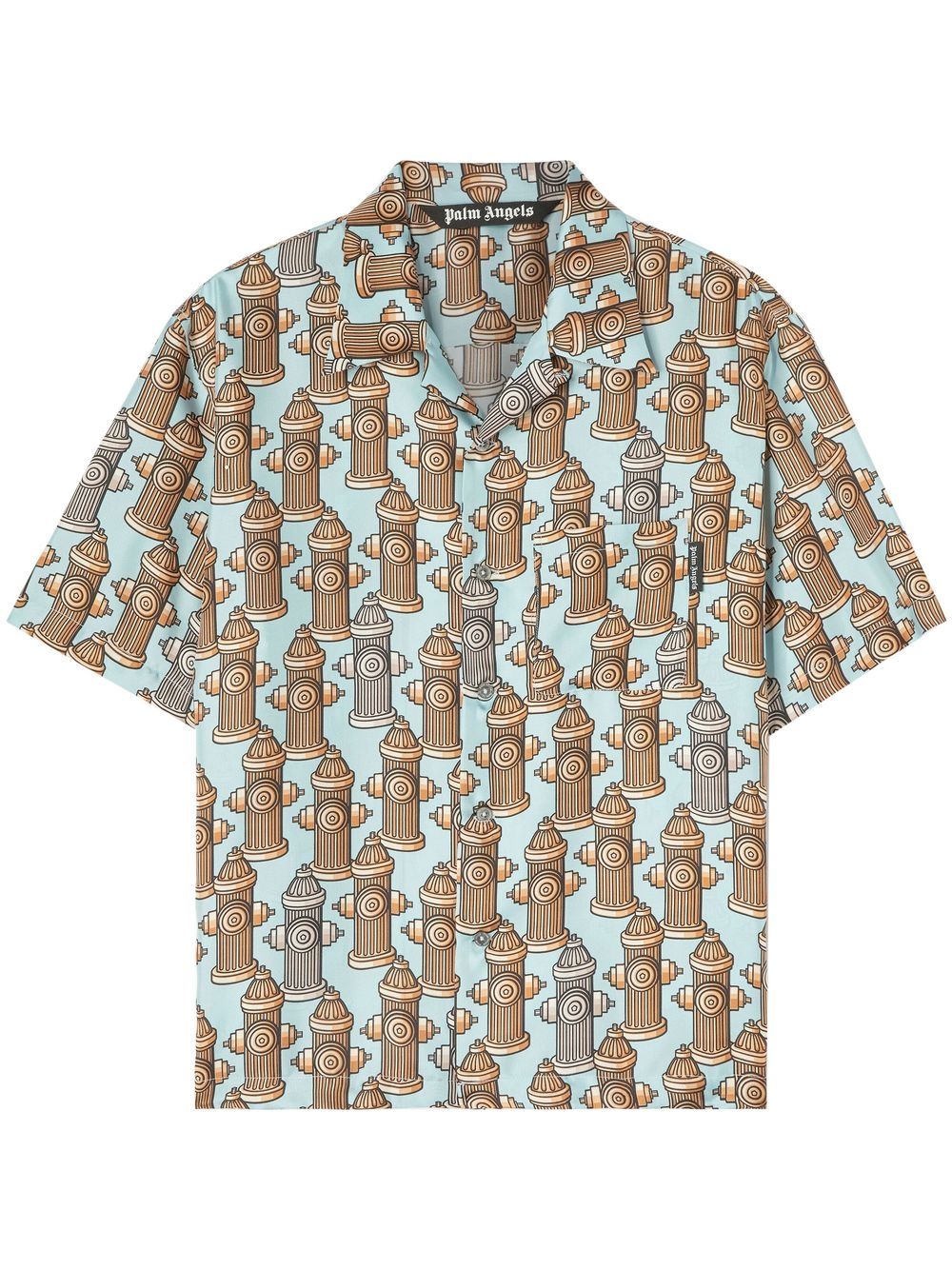 Palm Angels Fire Hydrant pocket bowling shirt - Blue von Palm Angels