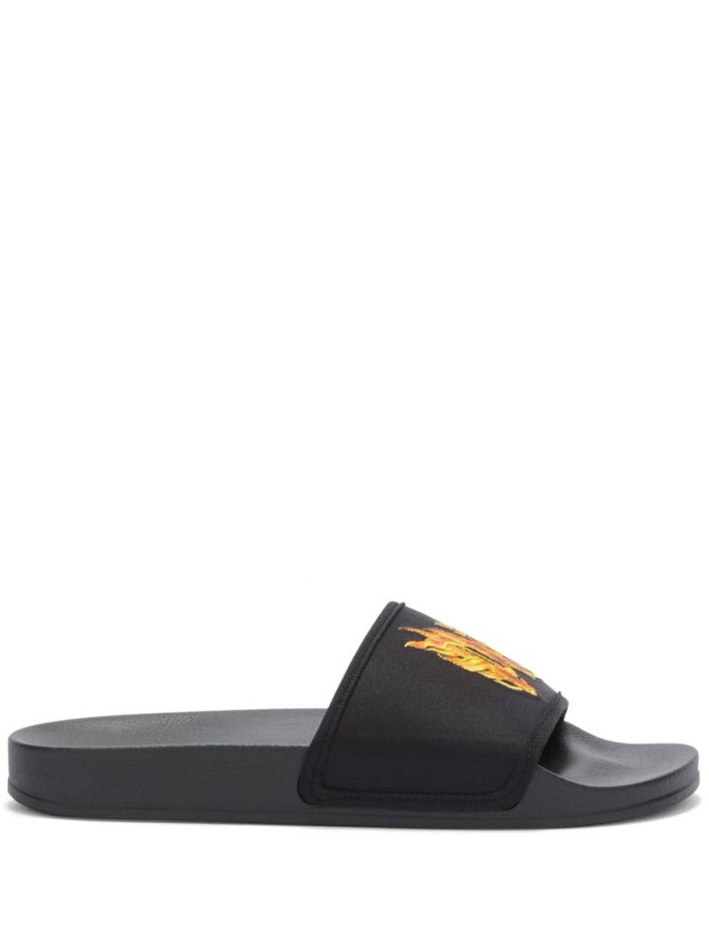 Palm Angels monogram-embossed pool slides - Black von Palm Angels