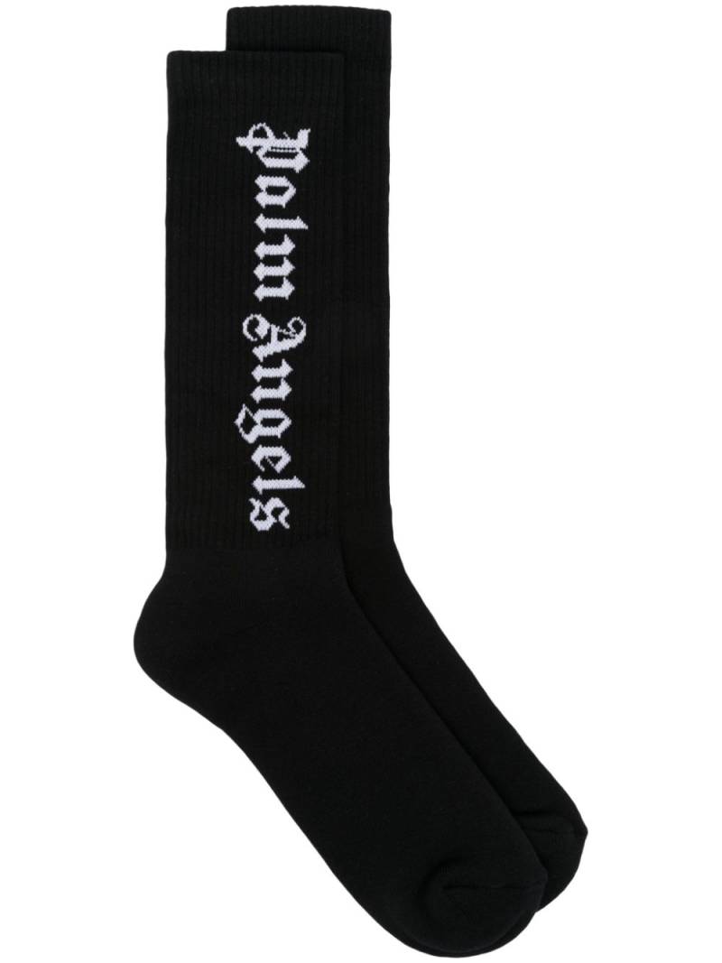 Palm Angels Gothic-logo socks - Black von Palm Angels