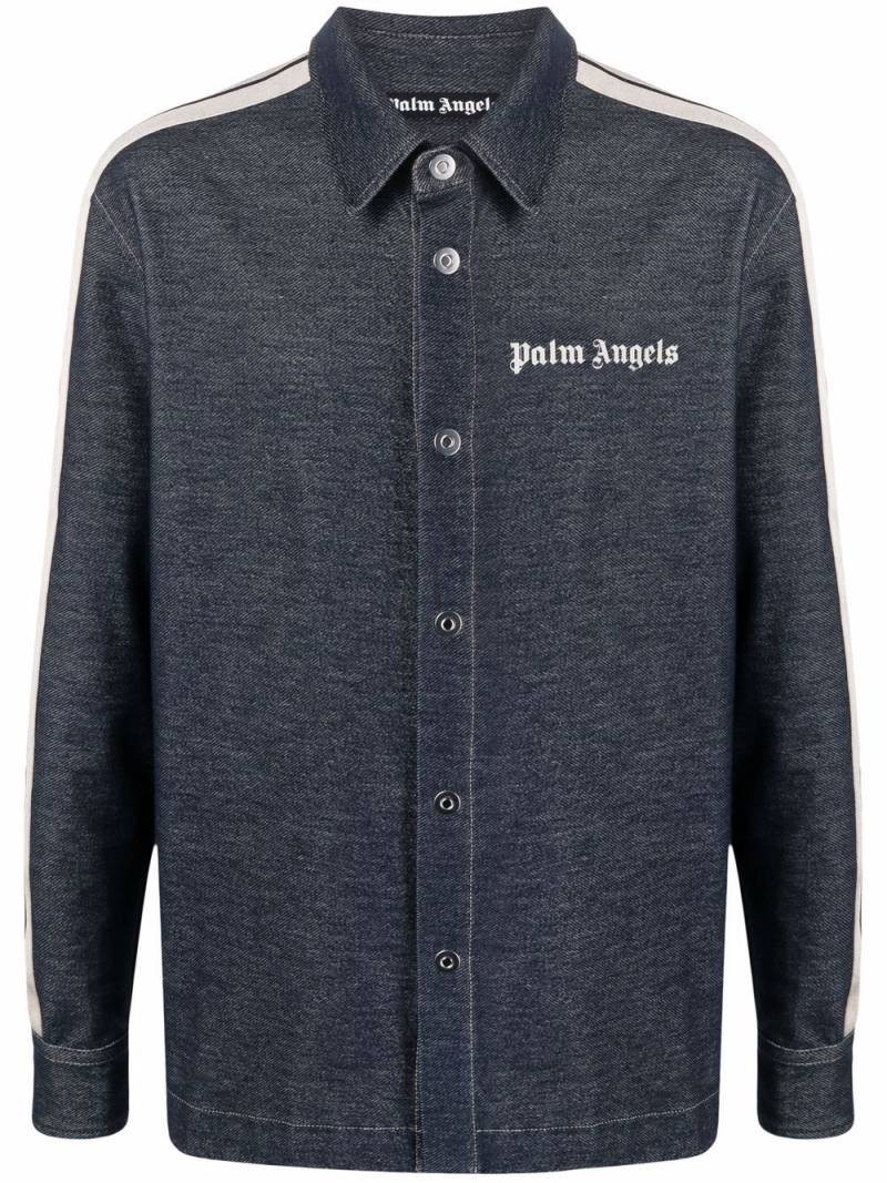 Palm Angels denim-effect track shirt - Blue von Palm Angels