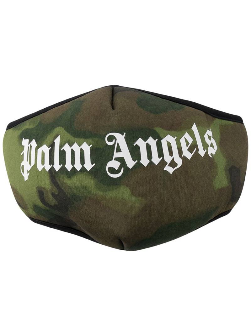 Palm Angels camouflage logo-print face mask - Green von Palm Angels