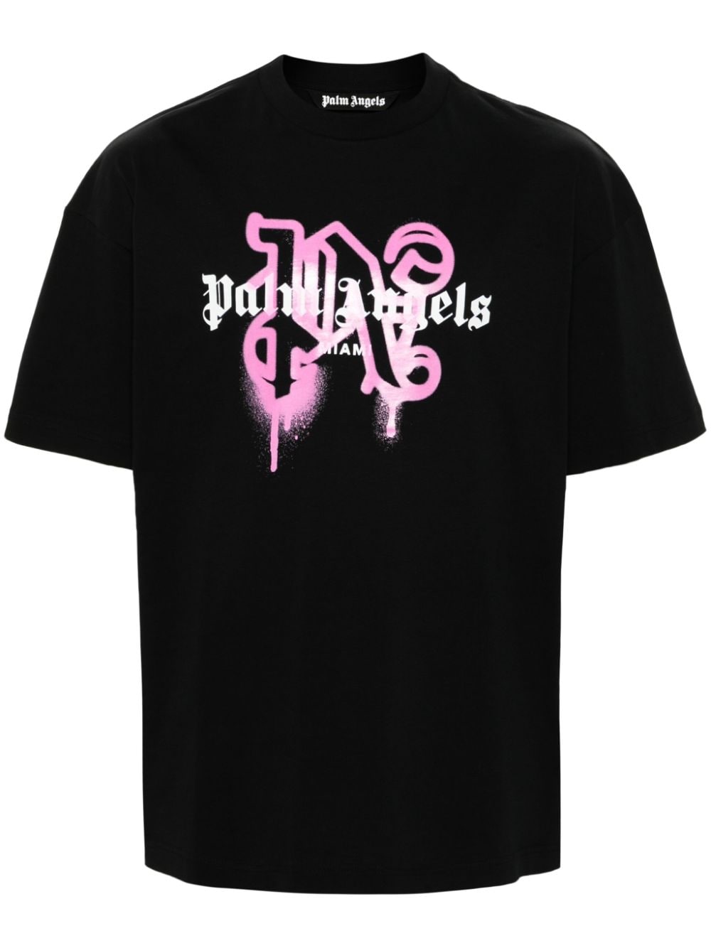 Palm Angels Miami Monogram Spray-print T-shirt - Black von Palm Angels