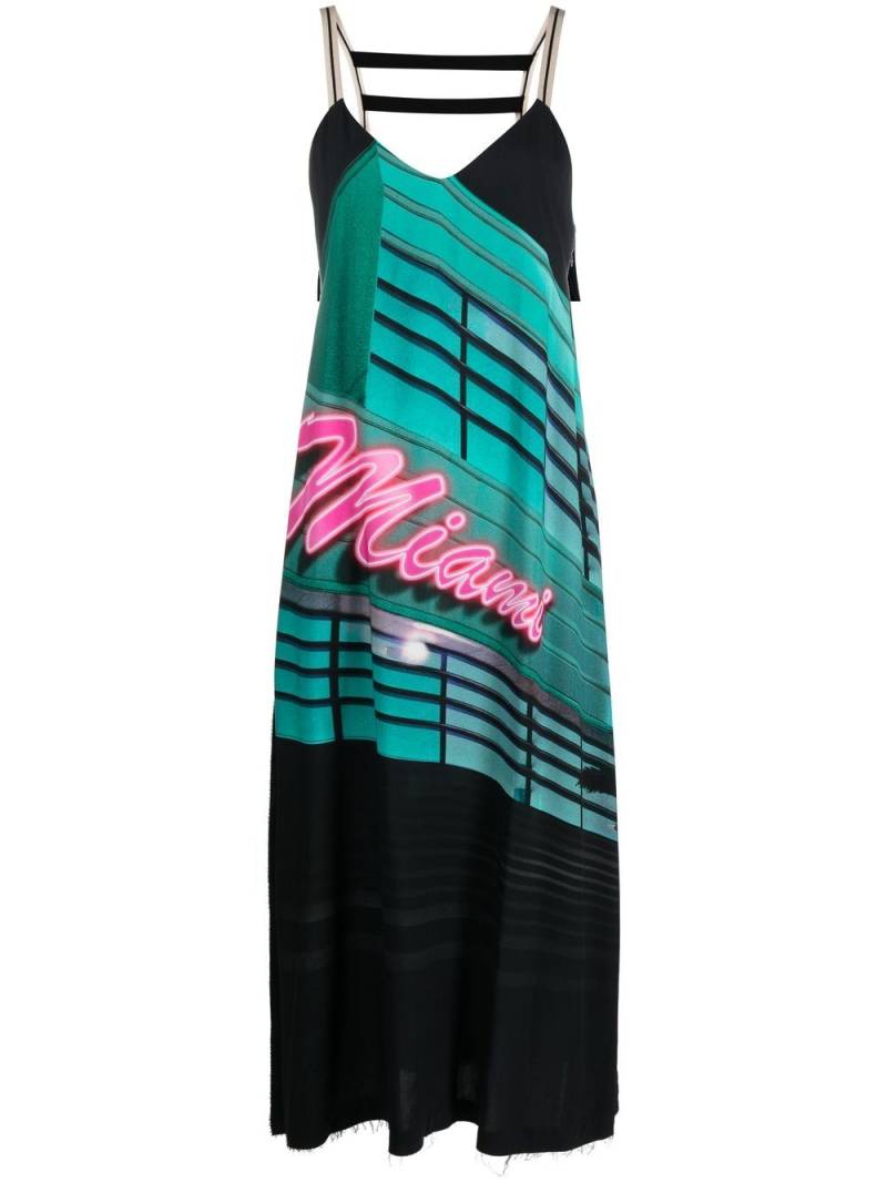 Palm Angels Miami graphic-print midi dress - Black von Palm Angels