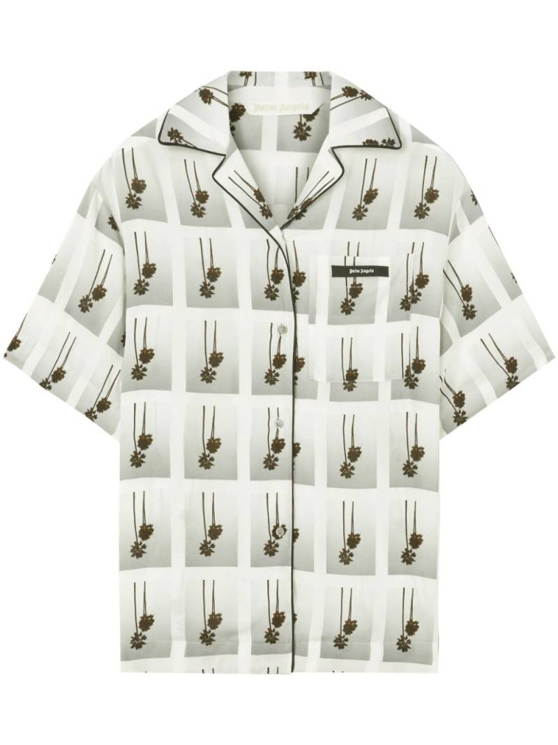 Palm Angels Mirage palm-tree print bowling shirt - White von Palm Angels