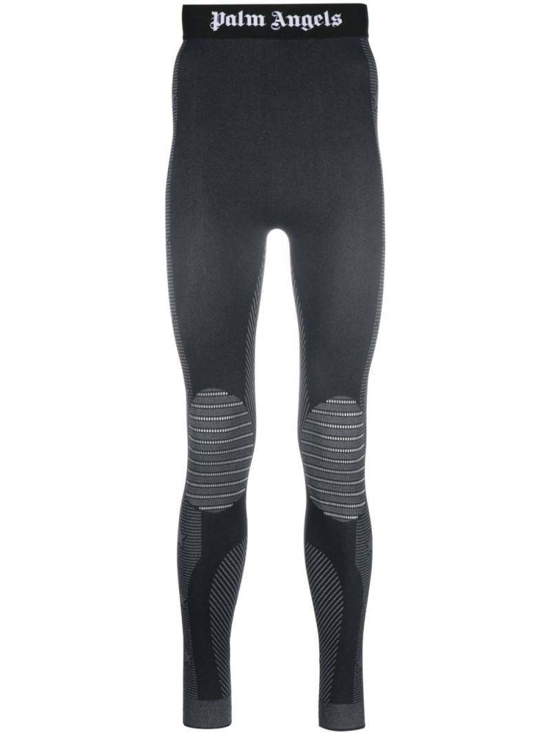 Palm Angels monogram-appliqué base layer ski bottoms - Black von Palm Angels