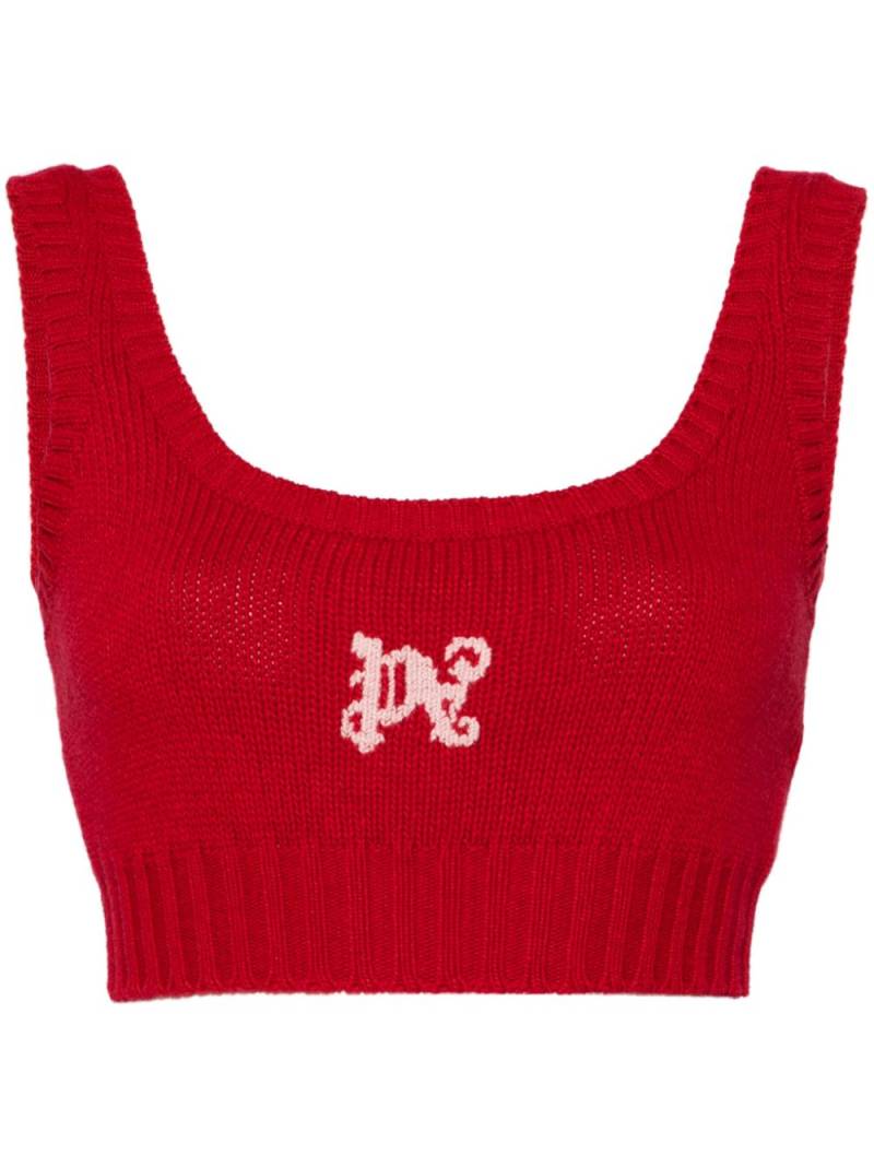 Palm Angels Monogram knitted top - Red von Palm Angels