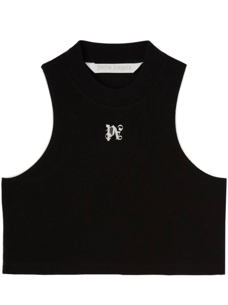 Palm Angels PA monogram cropped tank top - Black von Palm Angels