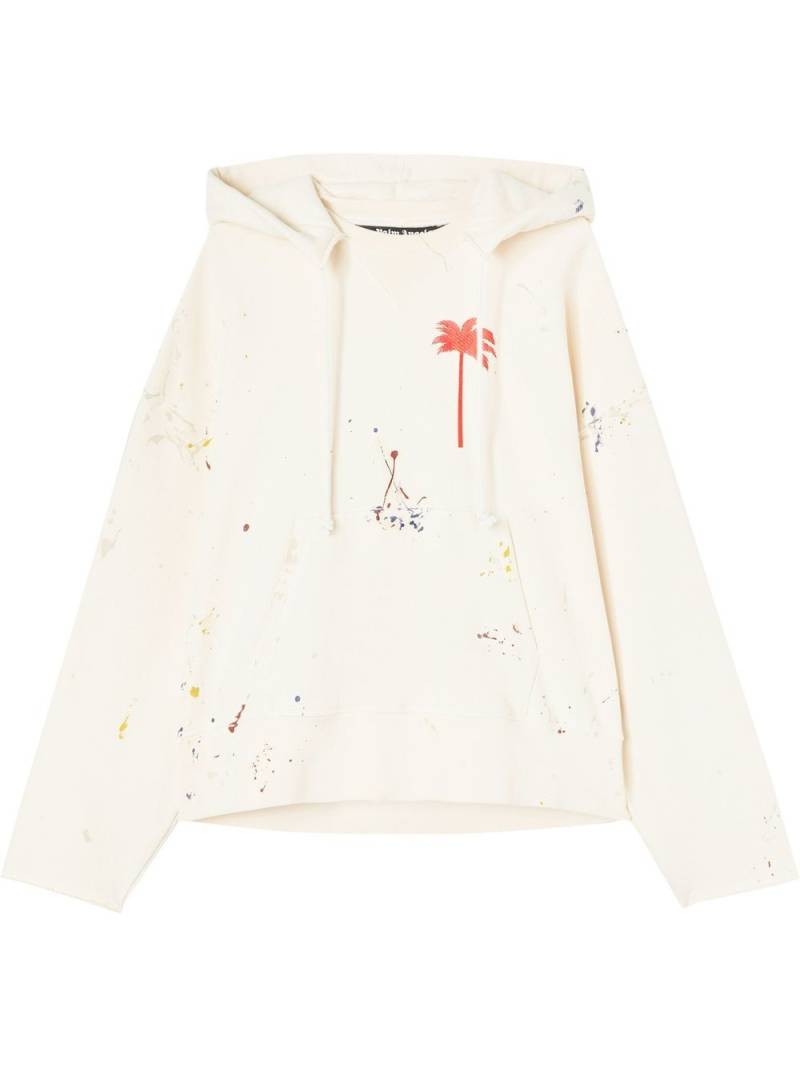 Palm Angels Palm paint splatter print hoodie - White von Palm Angels