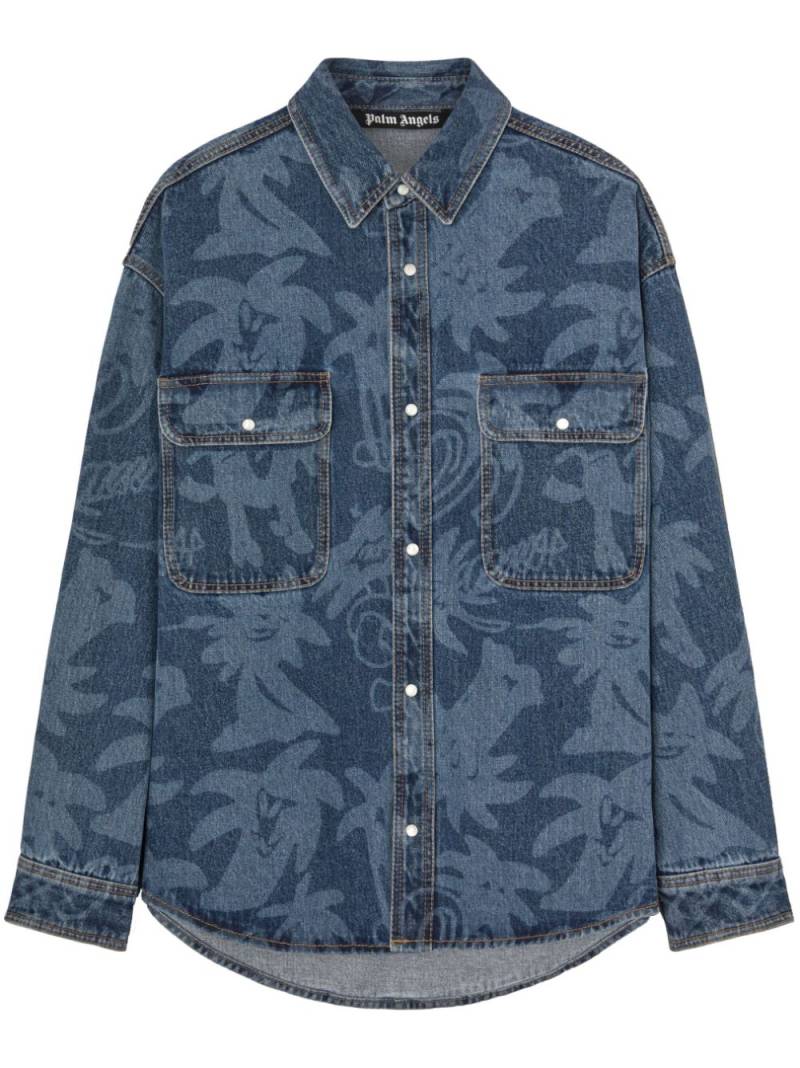 Palm Angels Palmity laser-print denim shirt - Blue von Palm Angels