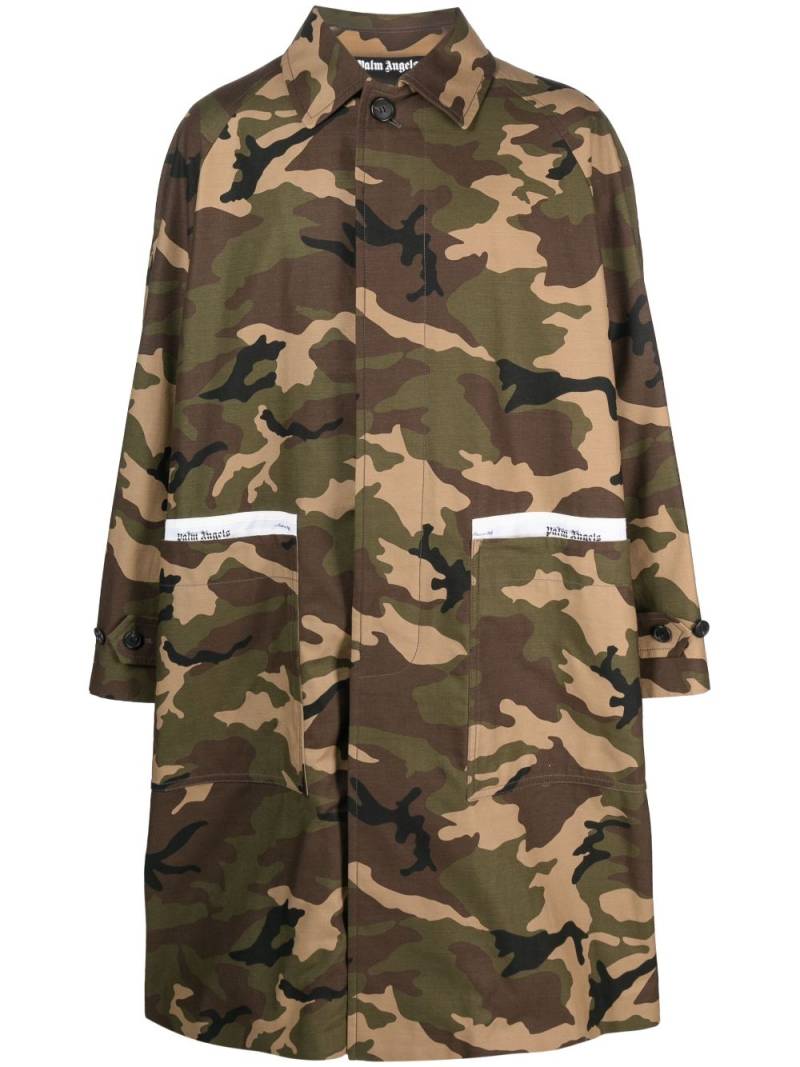 Palm Angels Sartorial-tape camouflage-print coat - Brown von Palm Angels