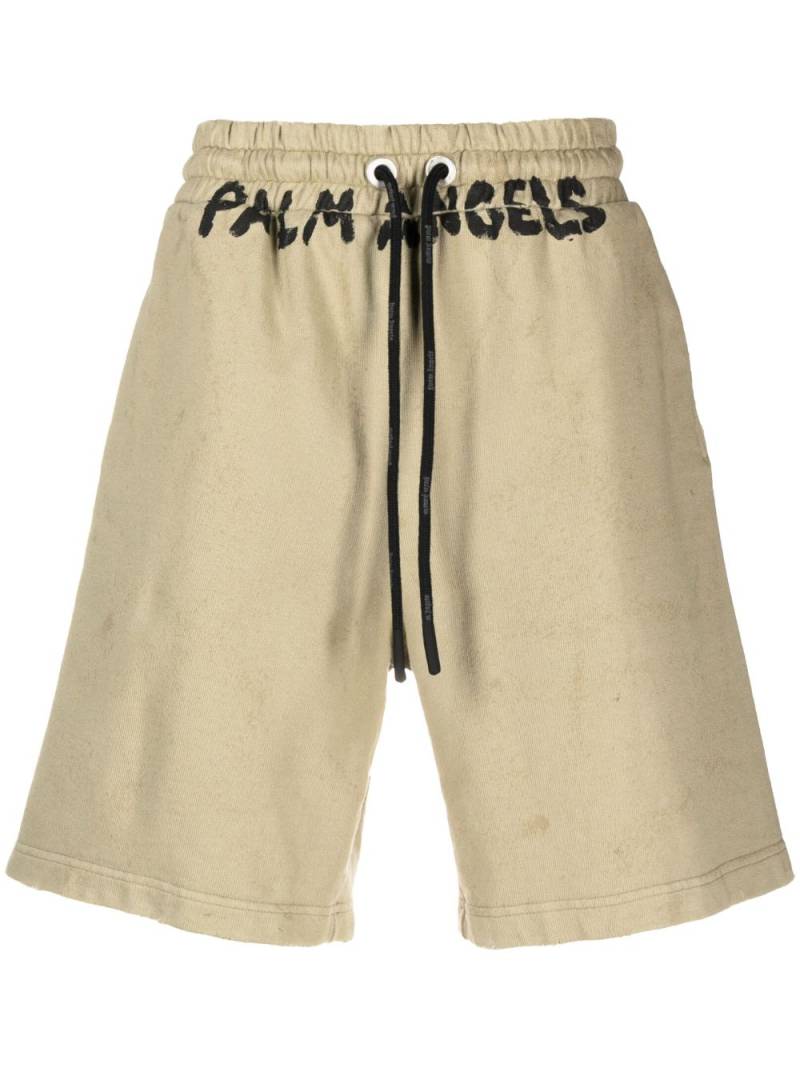 Palm Angels Seasonal logo-print drawstring shorts - Green von Palm Angels