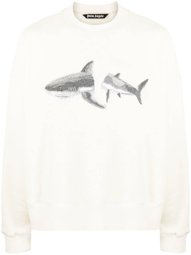 Palm Angels Shark-print crew-neck sweatshirt - Neutrals von Palm Angels