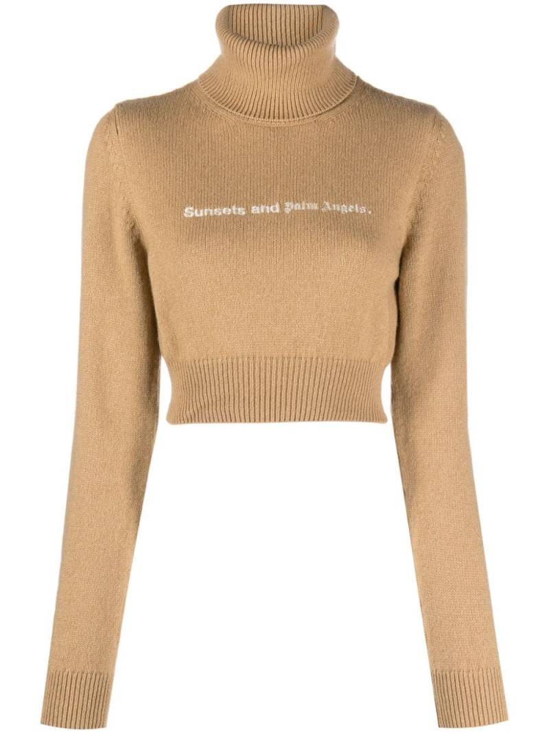 Palm Angels Sunsets embroidered cropped jumper - Brown von Palm Angels