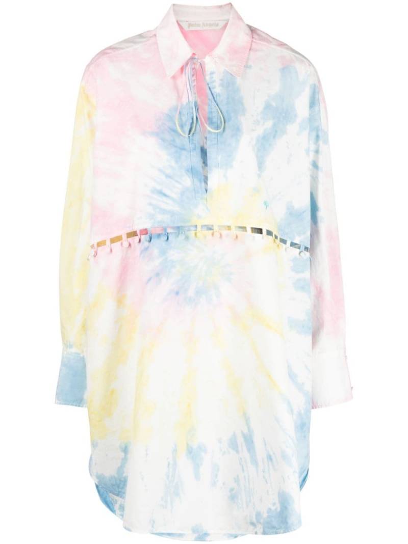 Palm Angels tie-dye print shirtdress - White von Palm Angels