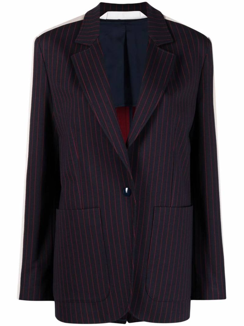 Palm Angels striped single-breasted blazer - Blue von Palm Angels