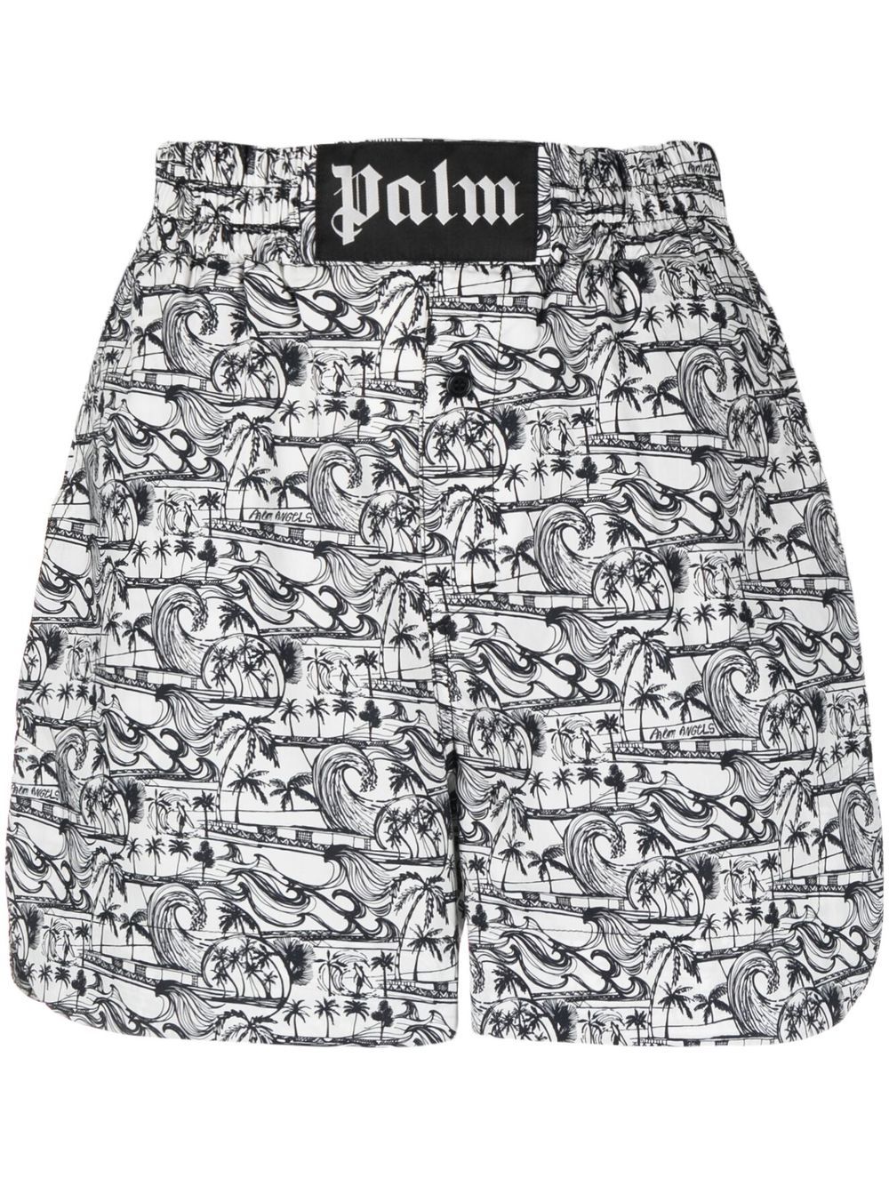 Palm Angels Waves-print boxer shorts - White von Palm Angels