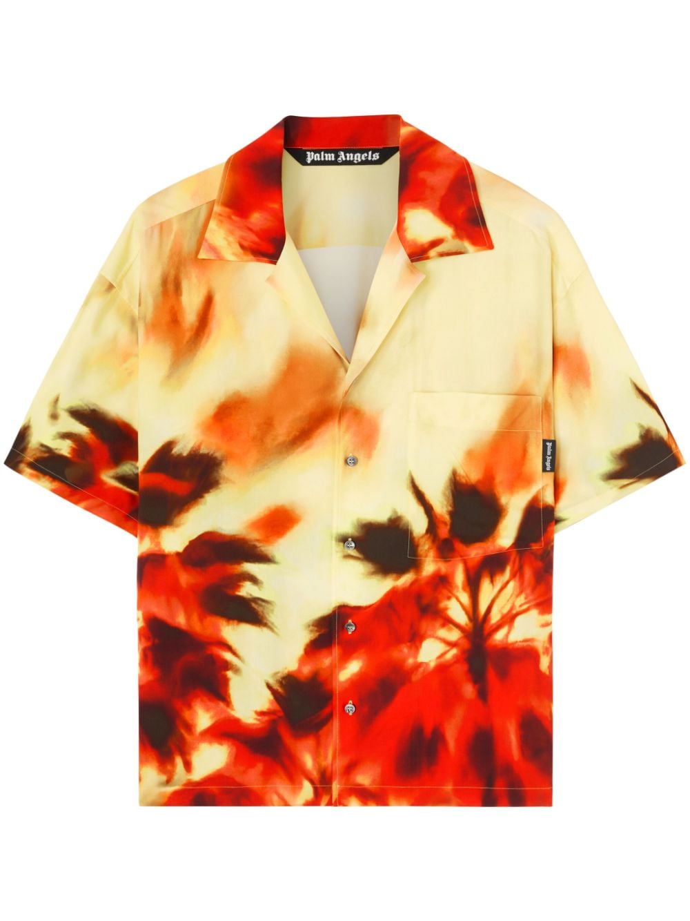 Palm Angels abstract-print notched-collar shirt - Yellow von Palm Angels