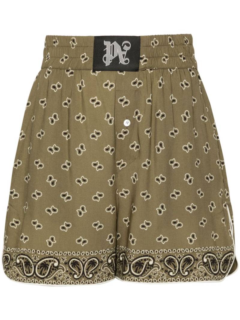 Palm Angels bandana-print track shorts - Green von Palm Angels