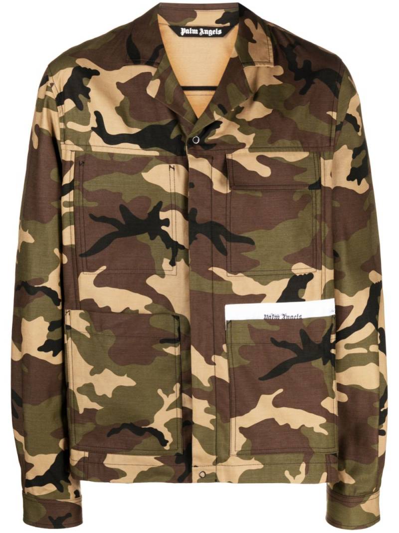 Palm Angels camouflage-print cotton jacket - Green von Palm Angels