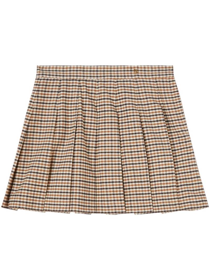 Palm Angels check-pattern pleated miniskirt - Neutrals von Palm Angels