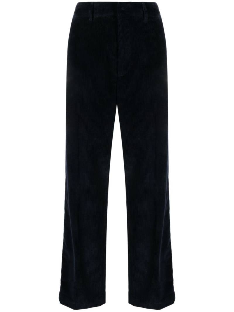 Palm Angels crochet-stripe cotton corduroy trousers - Blue von Palm Angels