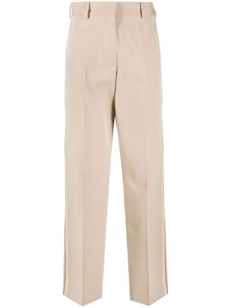 Palm Angels crochet-stripe cotton trousers - Neutrals von Palm Angels