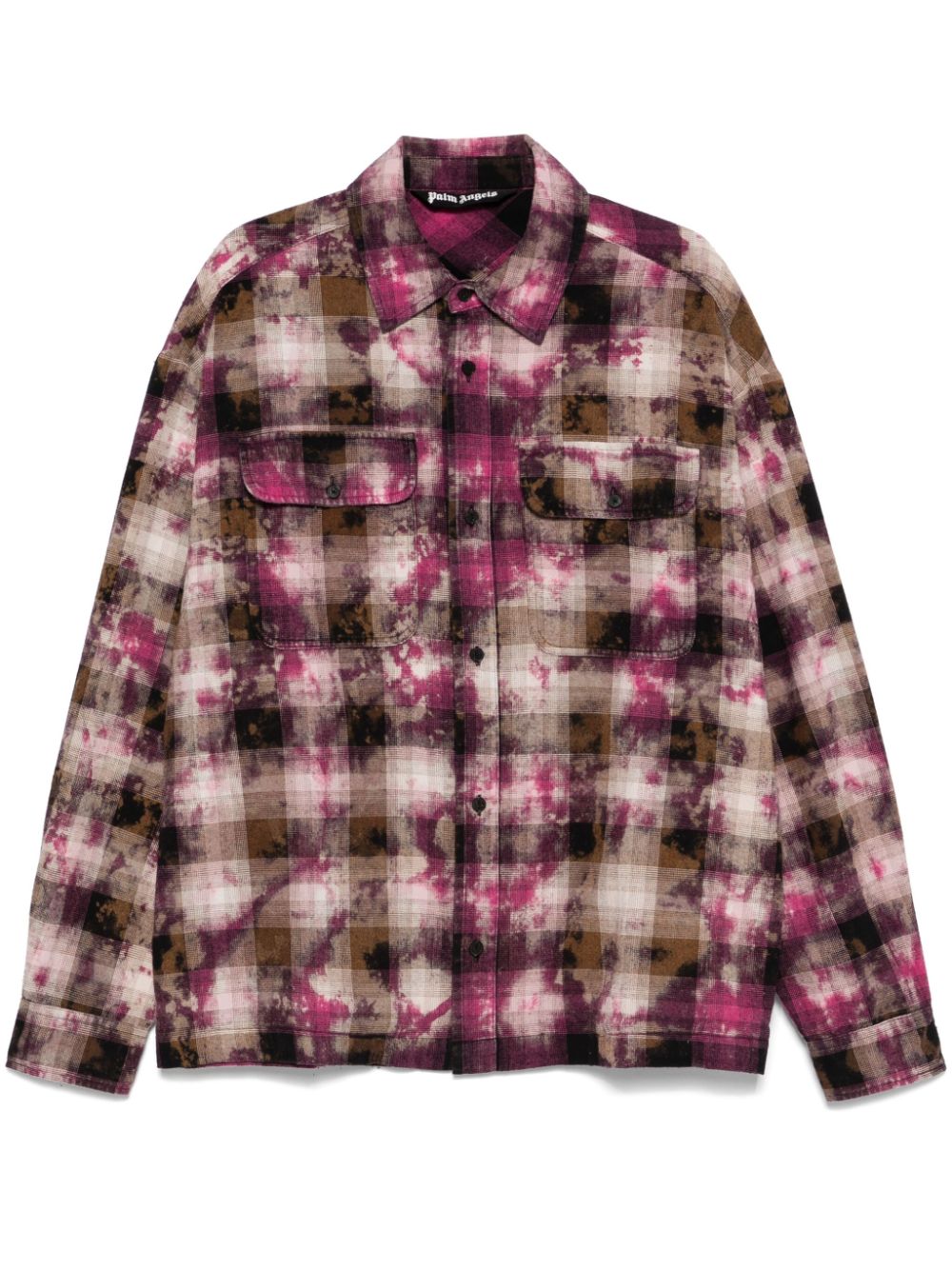 Palm Angels curved-logo check shirt - Pink von Palm Angels