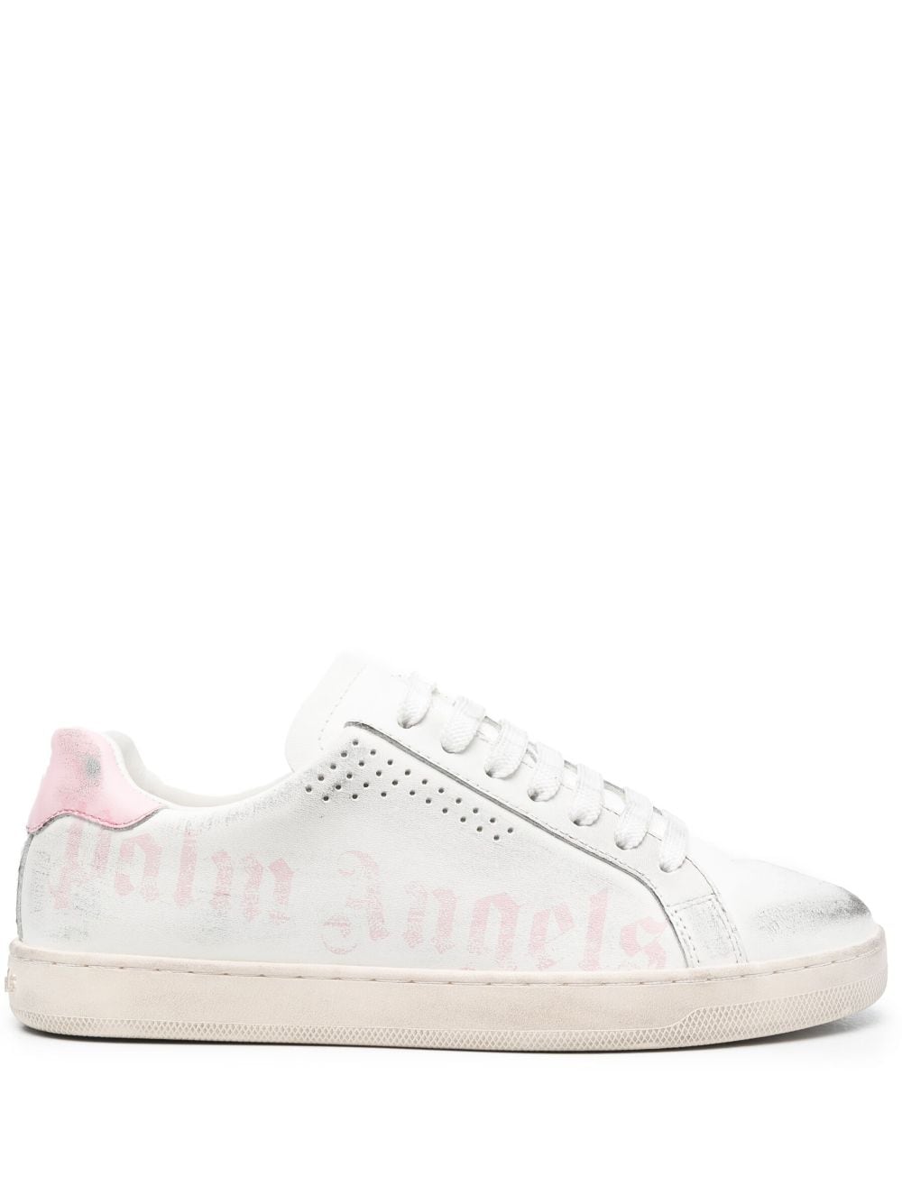 Palm Angels distressed logo-print sneakers - White von Palm Angels