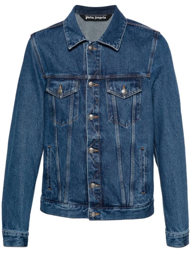 Palm Angels embossed-monogram denim jacket - Blue von Palm Angels