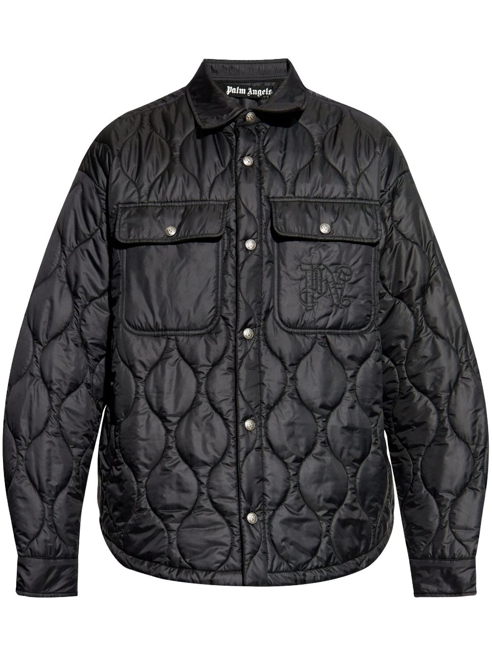 Palm Angels embroidered-logo quilted jacket - Black von Palm Angels