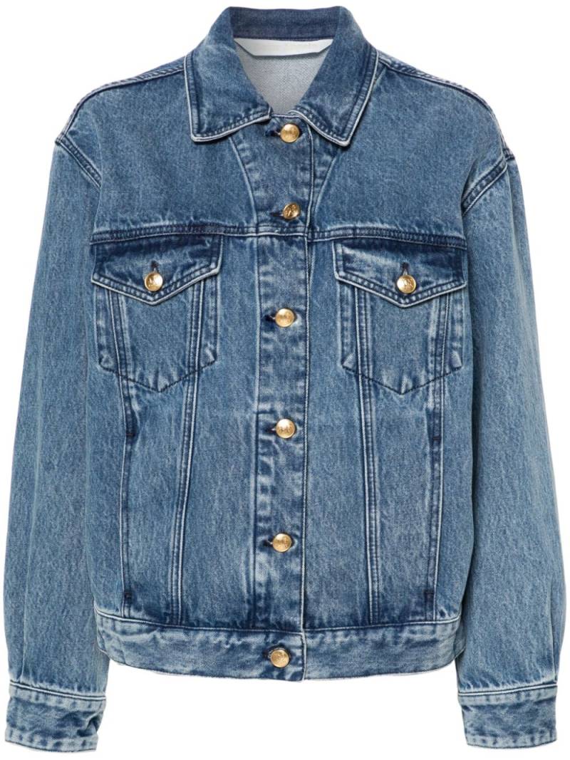 Palm Angels embroidered-panel denim jacket - Blue von Palm Angels