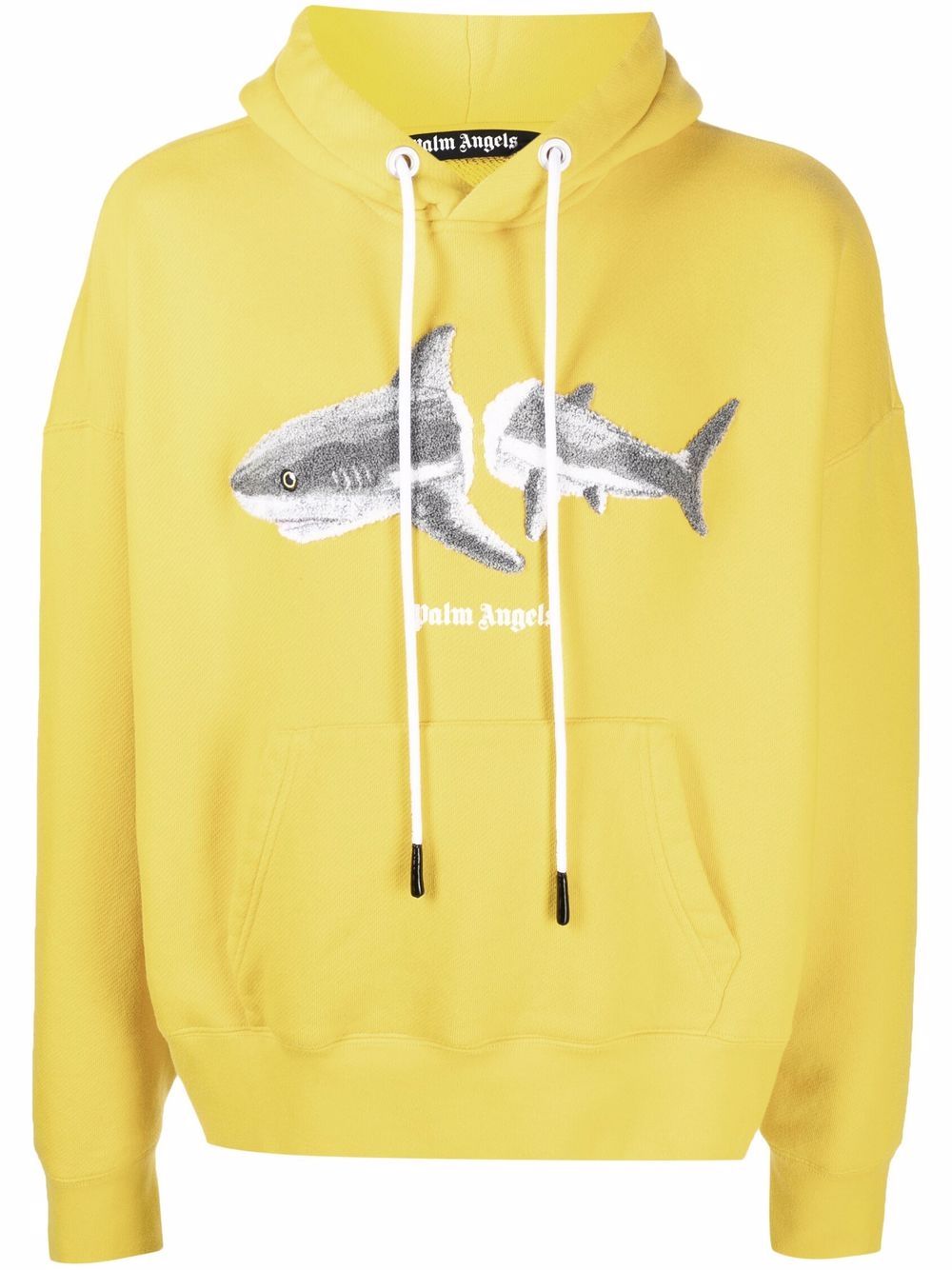 Palm Angels embroidered-shark motif hoodie - Yellow von Palm Angels