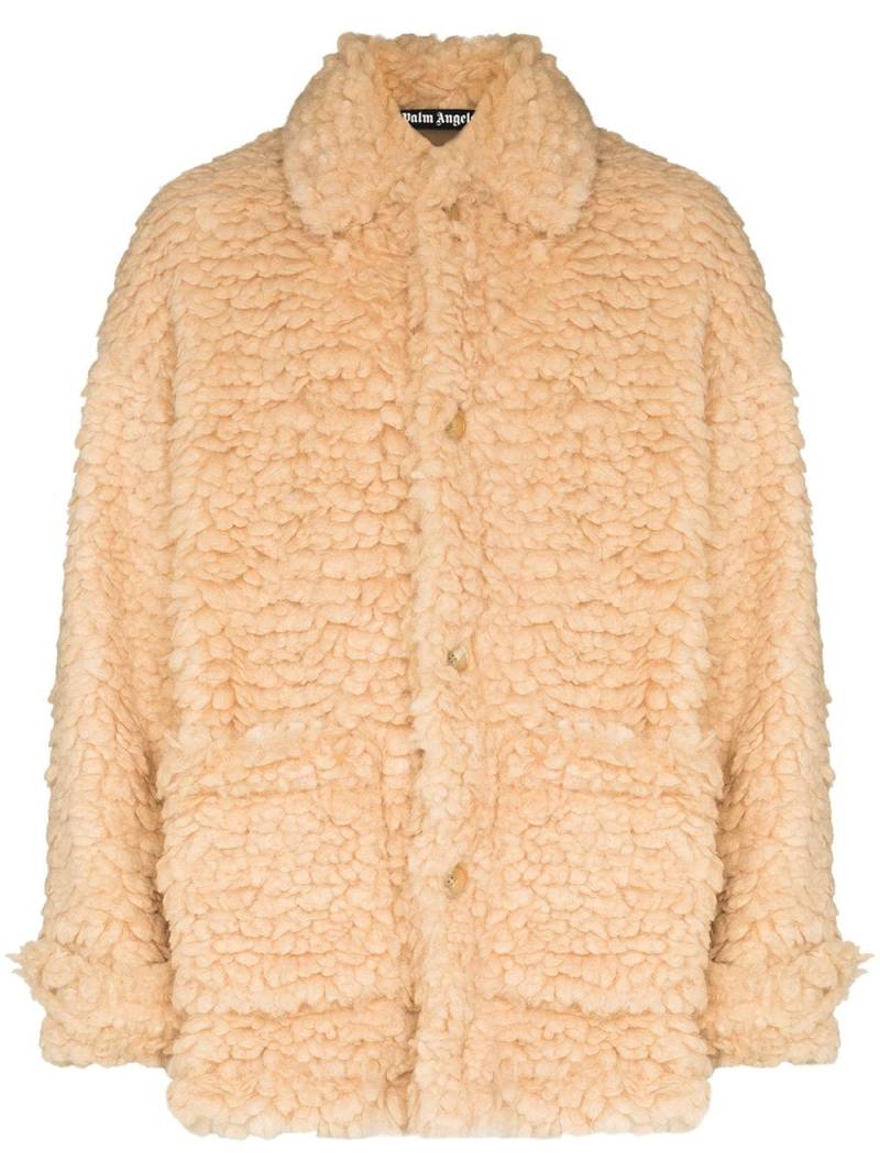 Palm Angels faux-shearling single-breasted short coat - Neutrals von Palm Angels