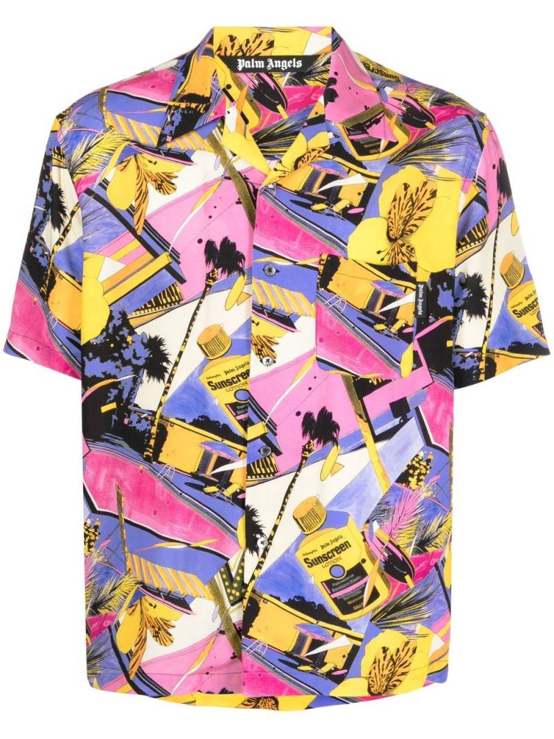 Palm Angels graphic-print bowling shirt - Pink von Palm Angels