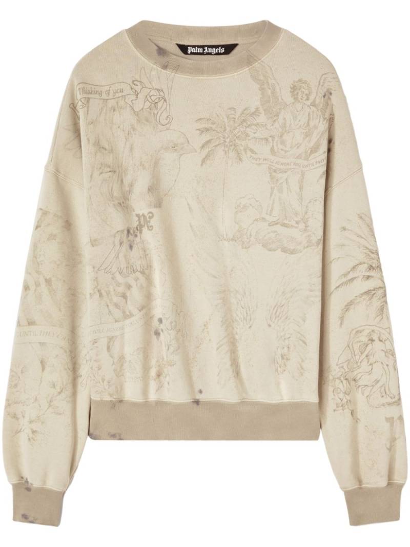 Palm Angels graphic-print cotton sweatshirt - Neutrals von Palm Angels