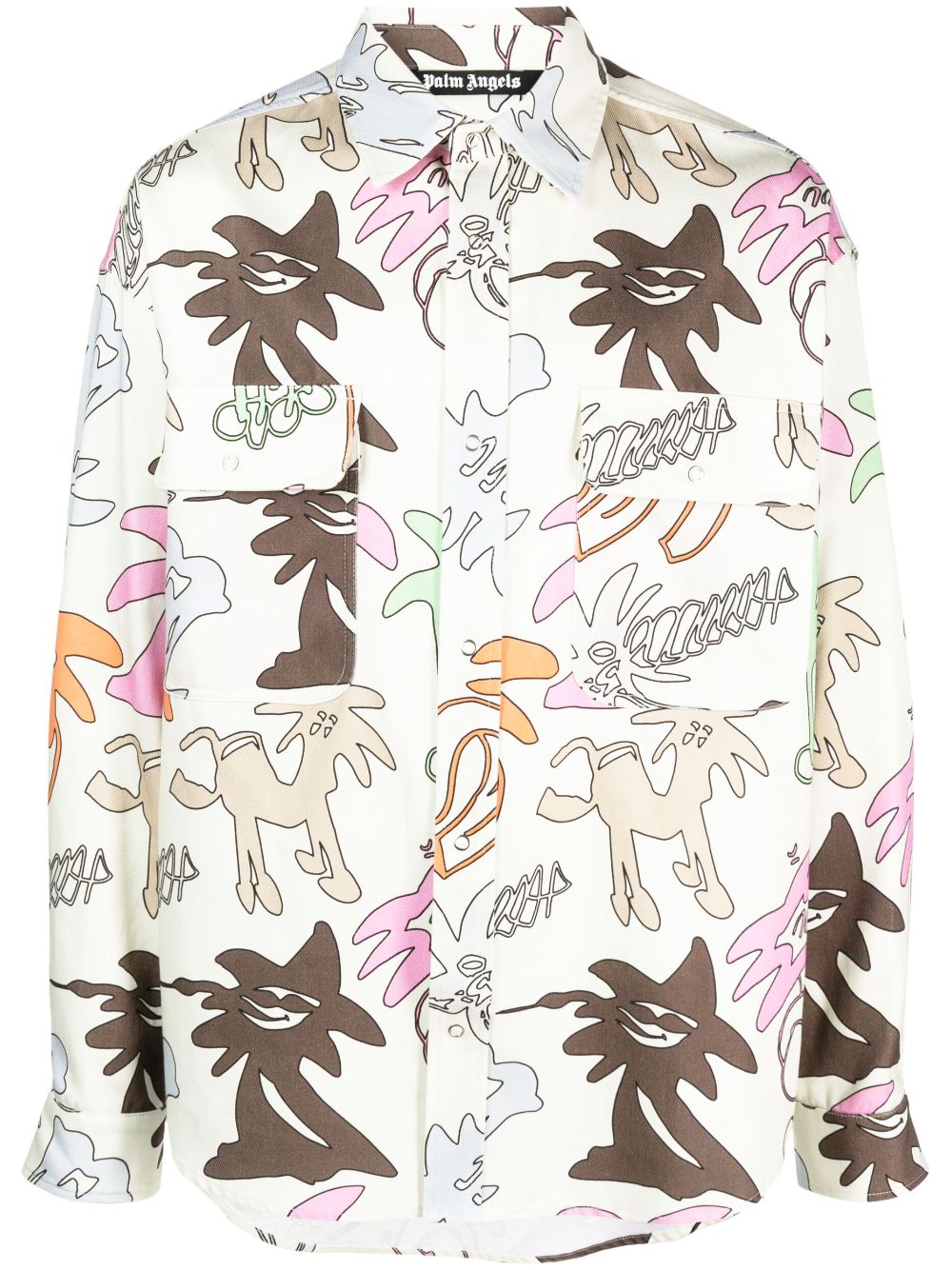 Palm Angels graphic-print long-sleeve shirt - Neutrals von Palm Angels