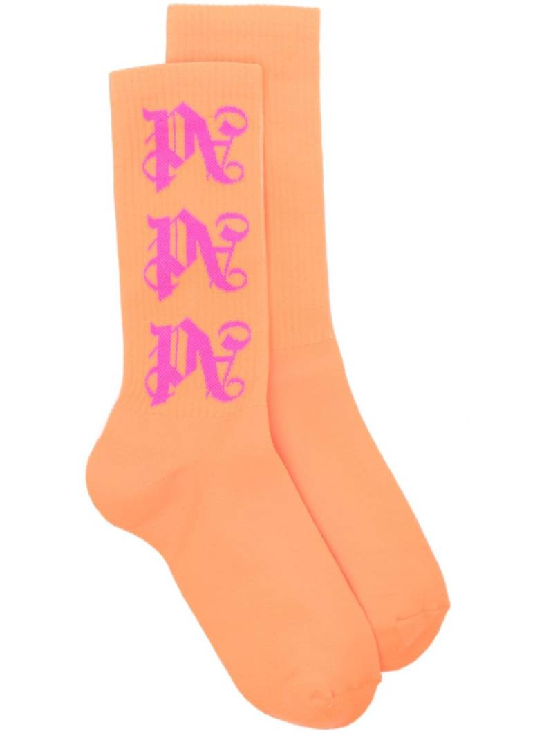 Palm Angels intarsia-logo ribbed socks - Orange von Palm Angels