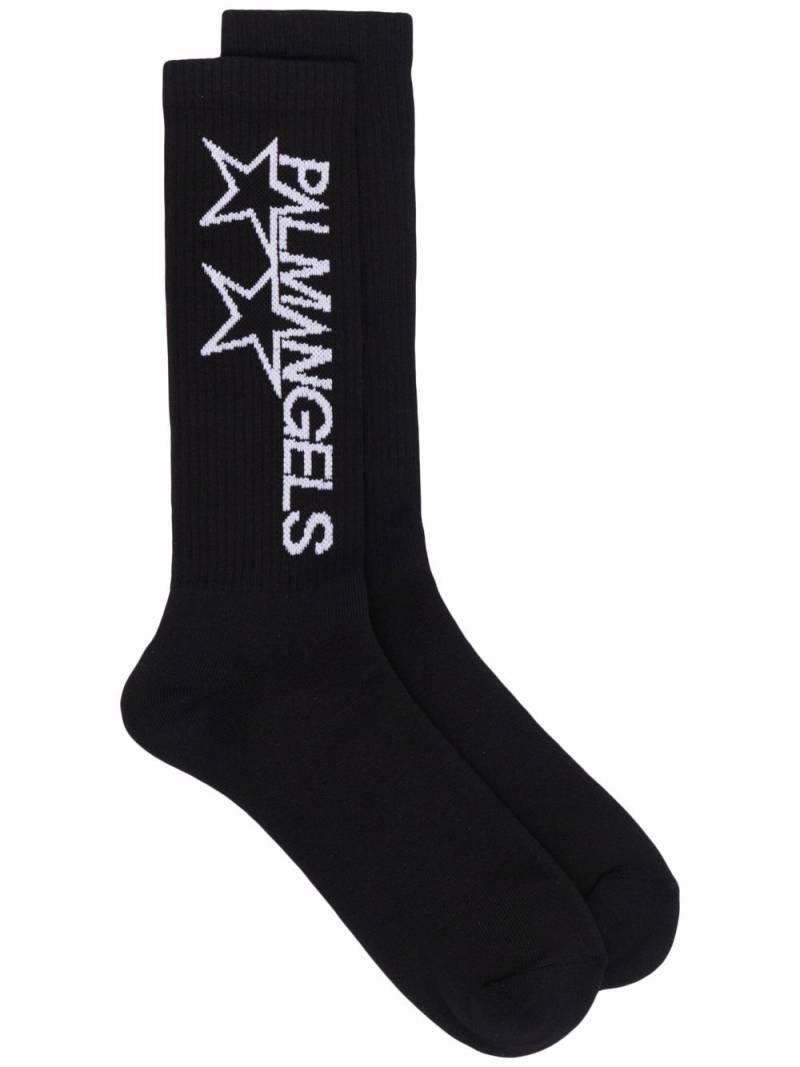 Palm Angels intarsia-logo socks - Black von Palm Angels