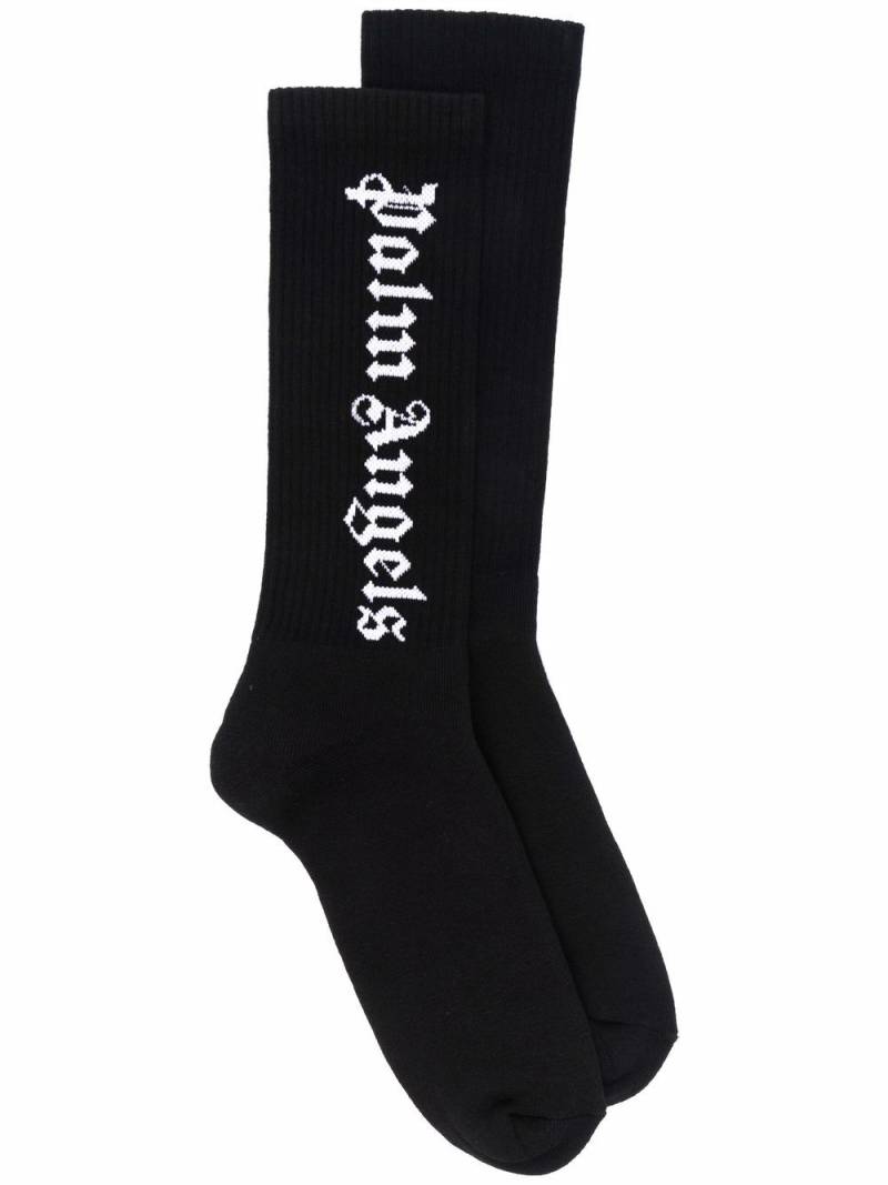 Palm Angels intarsia-logo socks - Black von Palm Angels