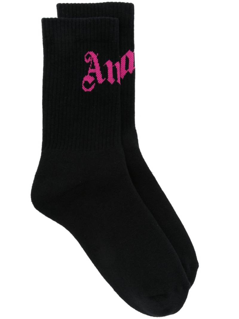 Palm Angels intarsia-logo socks - Black von Palm Angels