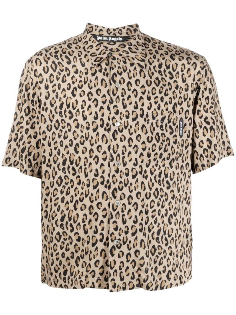 Palm Angels leopard-print short-sleeve shirt - Brown von Palm Angels