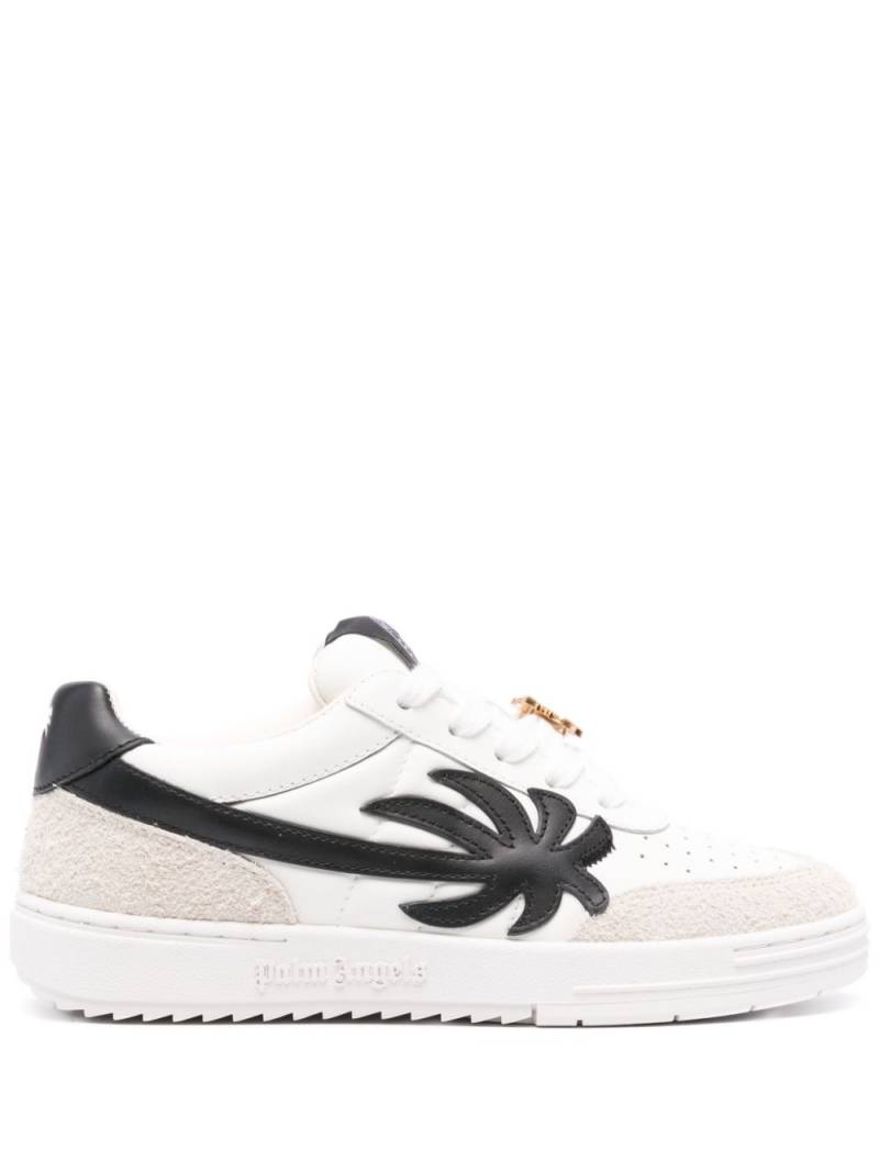 Palm Angels logo-appliqué leather sneakers - White von Palm Angels